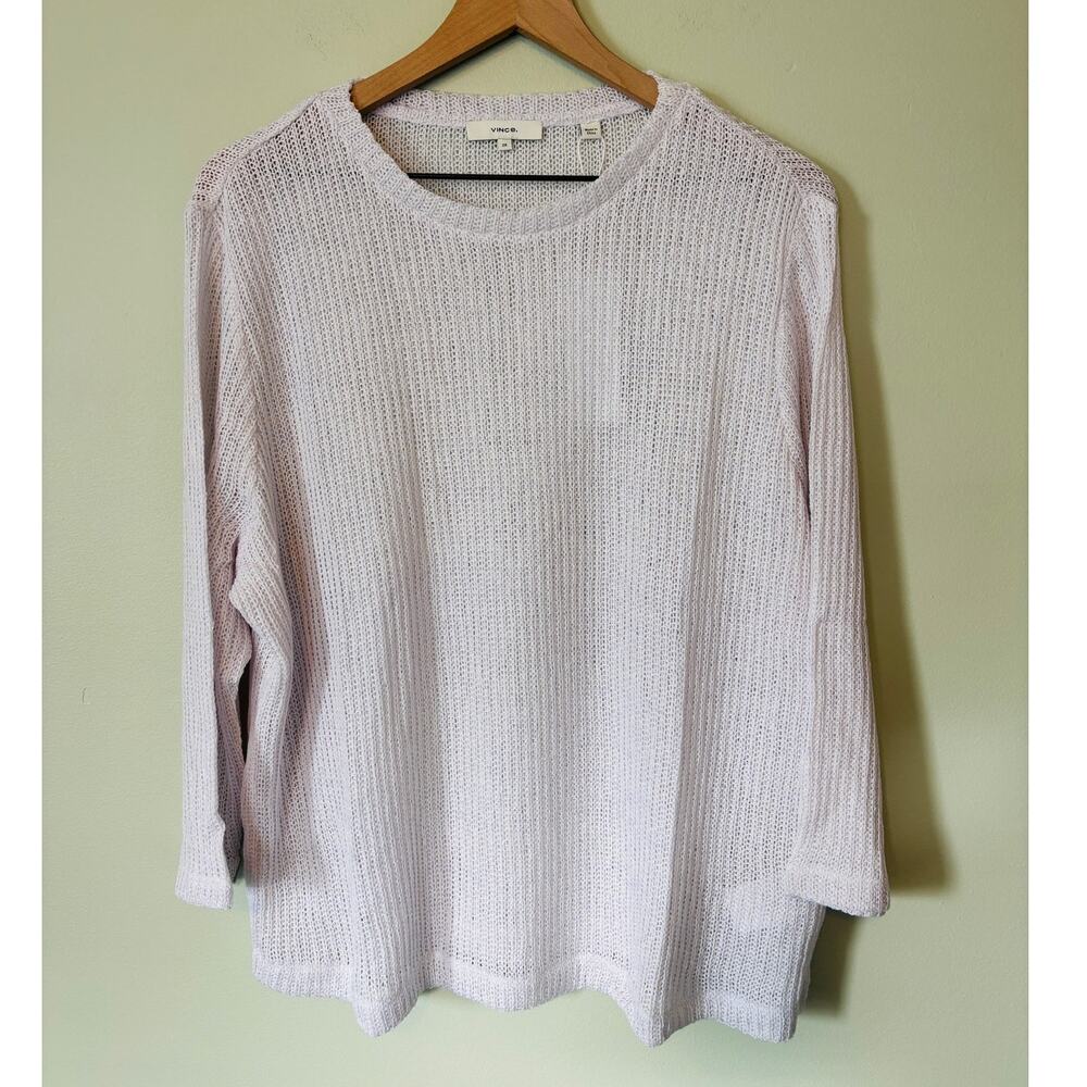 Vince New White Knit Sheer Long Sleeve Shirt Top Size 2X - Picture 3 of 9